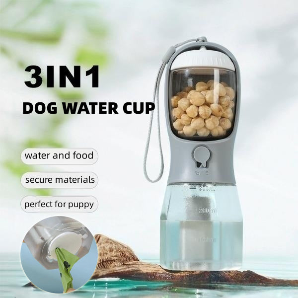 Vaso 3 en 1 para Mascotas: Agua, Comida y Bolsas en Ecuador y Florida — CJ 1
