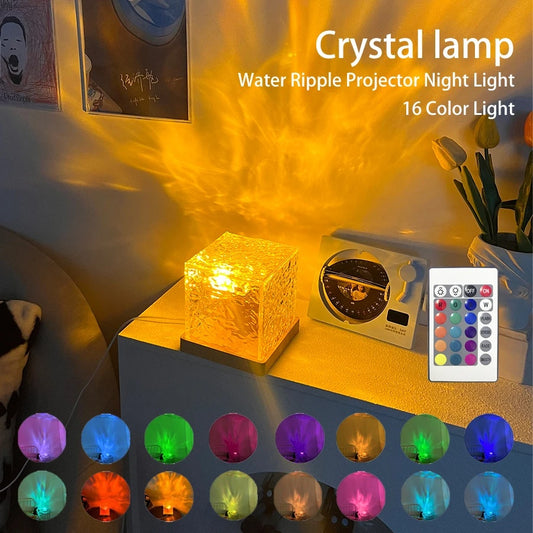 Lámpara LED de Mesa con Proyección de Ondas de Agua y 16 Colores RGB — foto 1