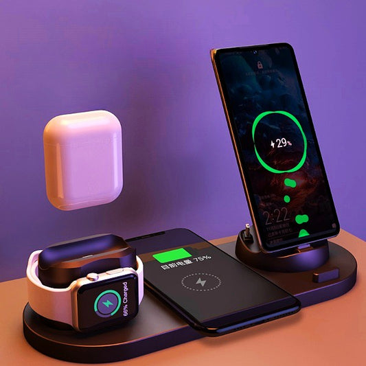 Cargador Inalámbrico 6 en 1 Rápido para iPhone y Reloj en Ecuador — foto 1